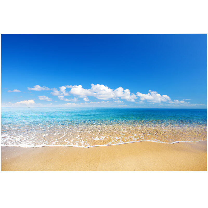 萌念大海海边风景挂画海滩风景画蓝天白云墙贴壁画大海沙滩装饰画客厅