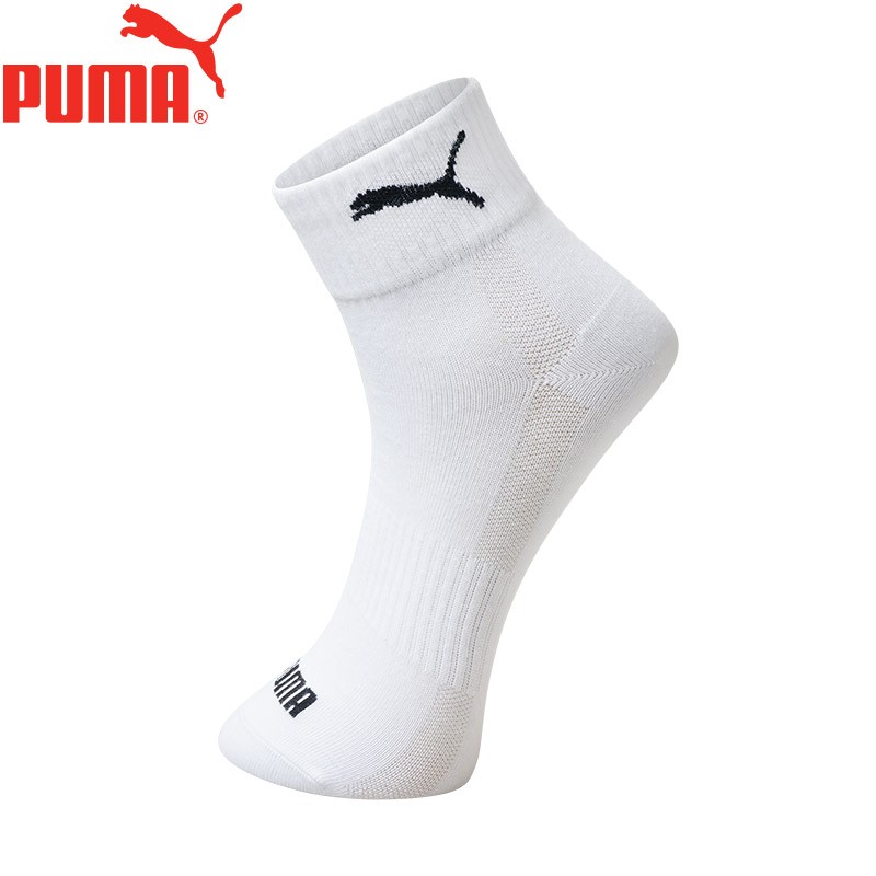 彪马（PUMA）女袜子女士中筒袜夏季春秋运动休闲款吸汗透气棉袜纯色百搭3双装 白色 3双 均码 EU35-38(适合脚码35-39)