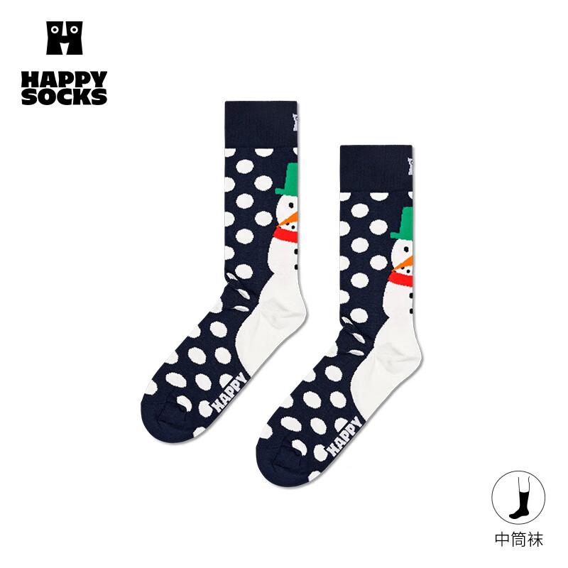 Happy Socks【新品】Happy Socks袜子女男士袜秋冬款多巴胺圣诞雪人袜中筒袜 雪人点点 1双 L 41-46 京东折扣/优惠券