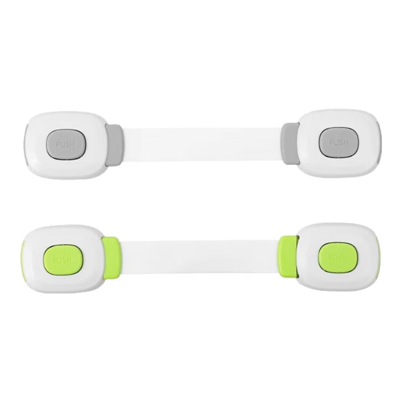 锁扣搭扣宝宝安全锁锁门神器简易塑料门扣粘贴式免打孔款式随机 多功能按键锁扣-灰色-1个装