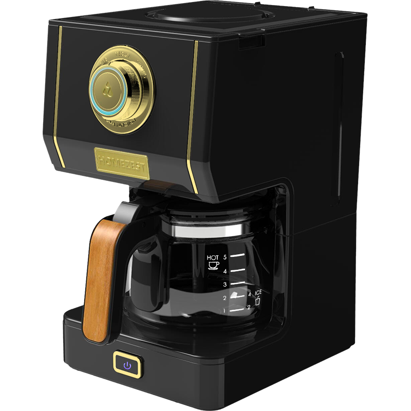 HOMEZEST 德国汉姆斯特美式咖啡机家用小型办公室全自动一体机滴漏式泡茶器煮咖啡壶 单机+电动磨豆机+227g豆