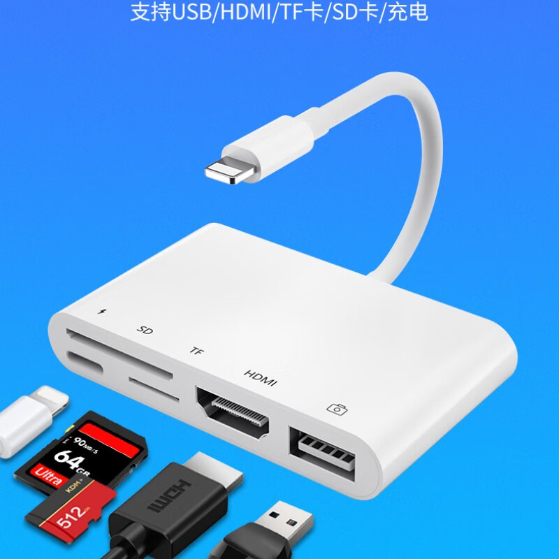 适用苹果转hdmi转换读卡器iphone手机投屏器ipad平板电视同屏器