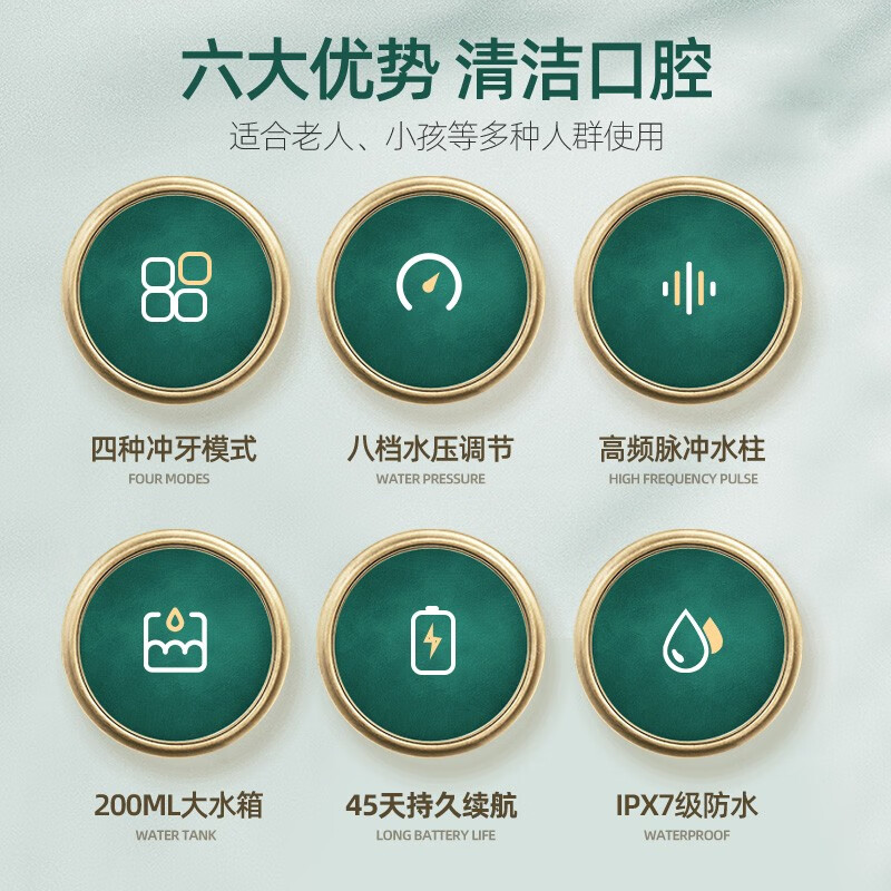 博皓（prooral）电动牙刷成人声波牙刷软毛不伤牙5档洁牙模式 牙刷+冲牙器套装 节日送礼男女朋友情侣电动牙刷 T33 f27粉+t33白