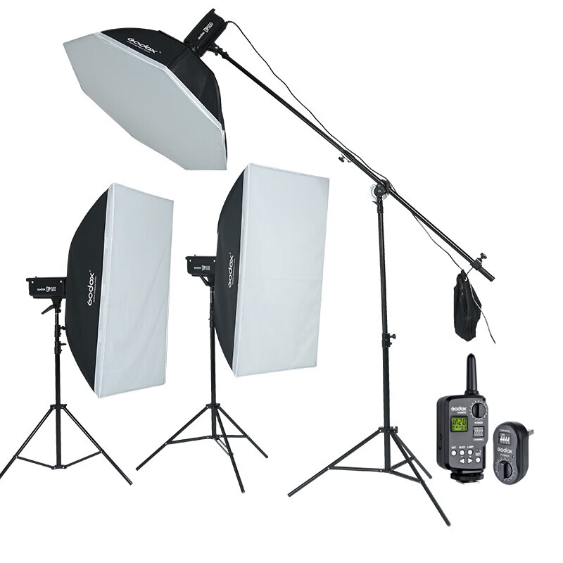 神牛（Godox）DP600W三灯 600W影室闪光灯套装影楼灯闪光灯 摄影棚拍照闪光灯人像模特拍摄套装（三灯套装）