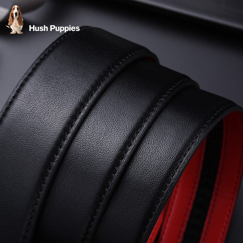 暇步士(Hush Puppies)本命年马年红腰带男真皮自动扣头层牛皮红色皮带裤带商务高端奢品 外黑内红948W 110cm