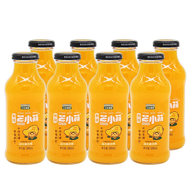 亿佳果园 芒果汁发酵果汁饮料整箱量贩装300ml*8玻璃瓶