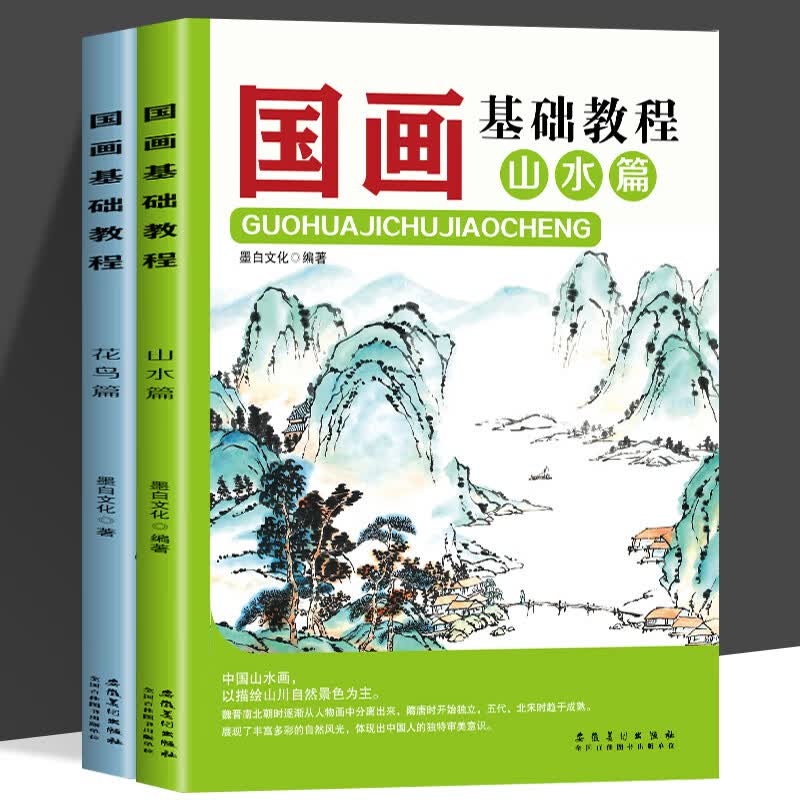 国画入门花鸟山水篇零基础美术画基础教程书籍写意底稿临摹范本画册绘画画自学初学者儿童花鸟水墨技法少儿中