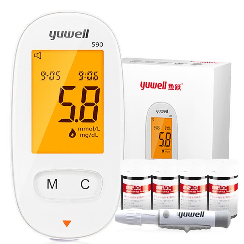 鱼跃(yuwell) 血糖仪家用测血糖仪器测血糖试纸智能免调码语音背光590
