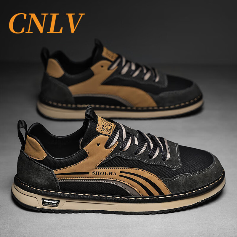 cnlv国际轻奢高档男鞋2024年新款春秋季休闲德训板鞋防滑运动阿甘潮鞋