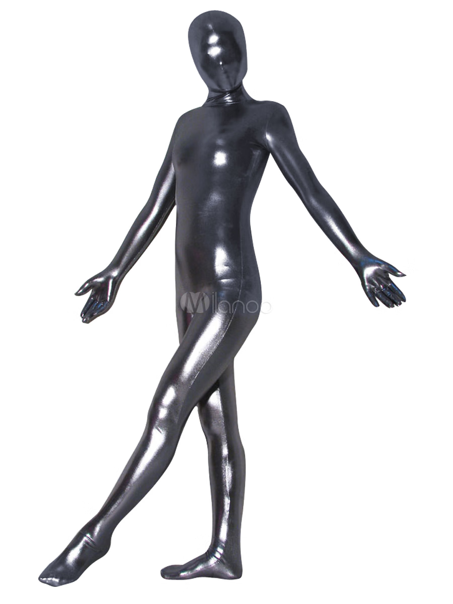 攜魚純色涂膠全包緊身連體塑身衣動漫舞臺演出服Zentai 黑色 兒童S