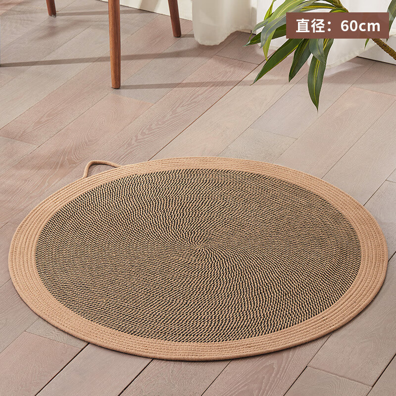 得酷貓抓板蒲草墊磨爪耐磨不掉屑四季通用藤編貓窩狗窩超大號貓抓墊子 麻繩加厚耐磨款【中號60cm】