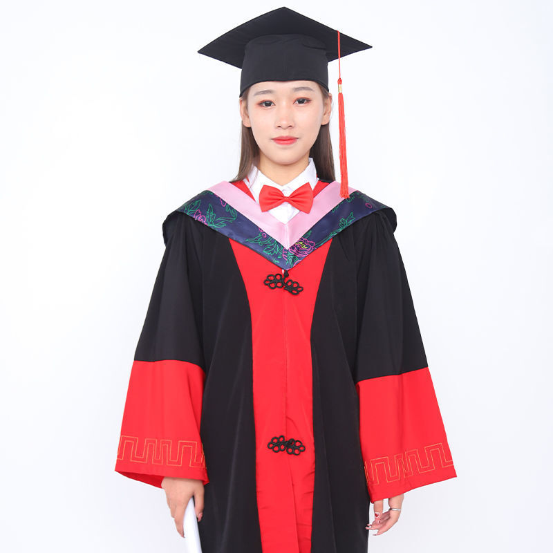 黑泽木新款硕士学位帽博士服毕业礼服文科理科垂布博士帽现货学位服