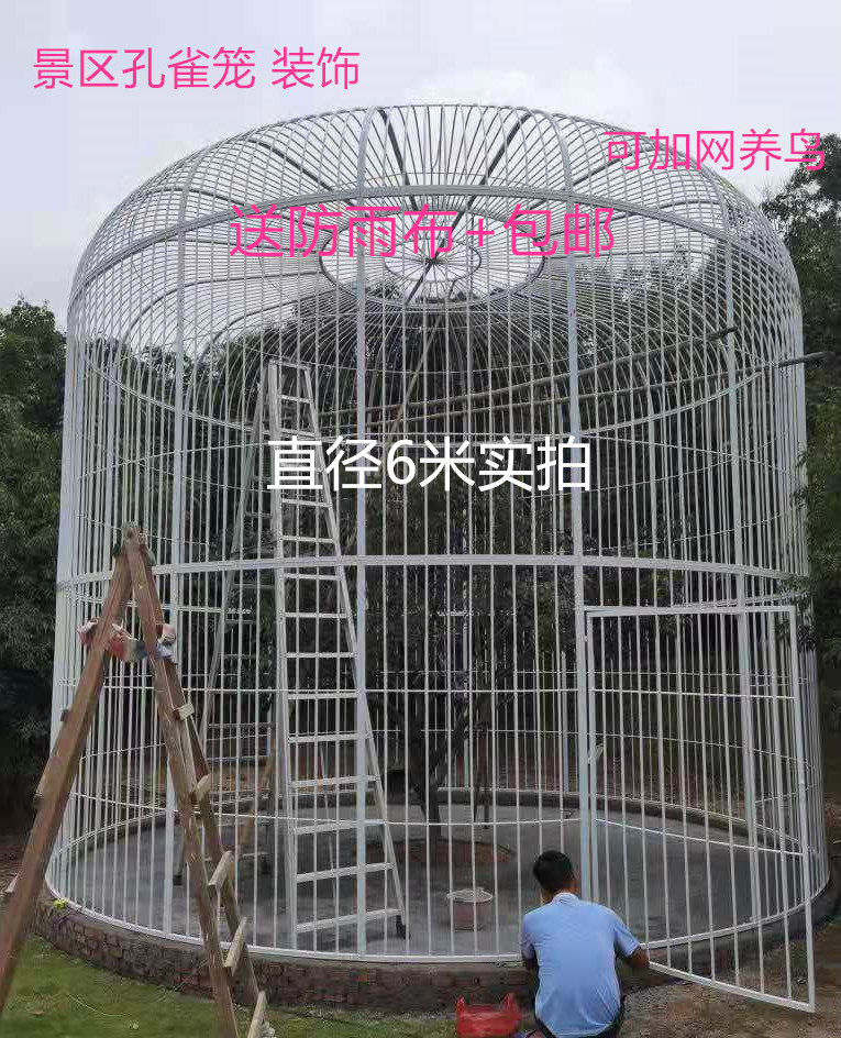 铁艺鸟笼特大号加网鸟笼公园景区鹦鹉鸟笼户外超大型孔雀鸟笼装饰