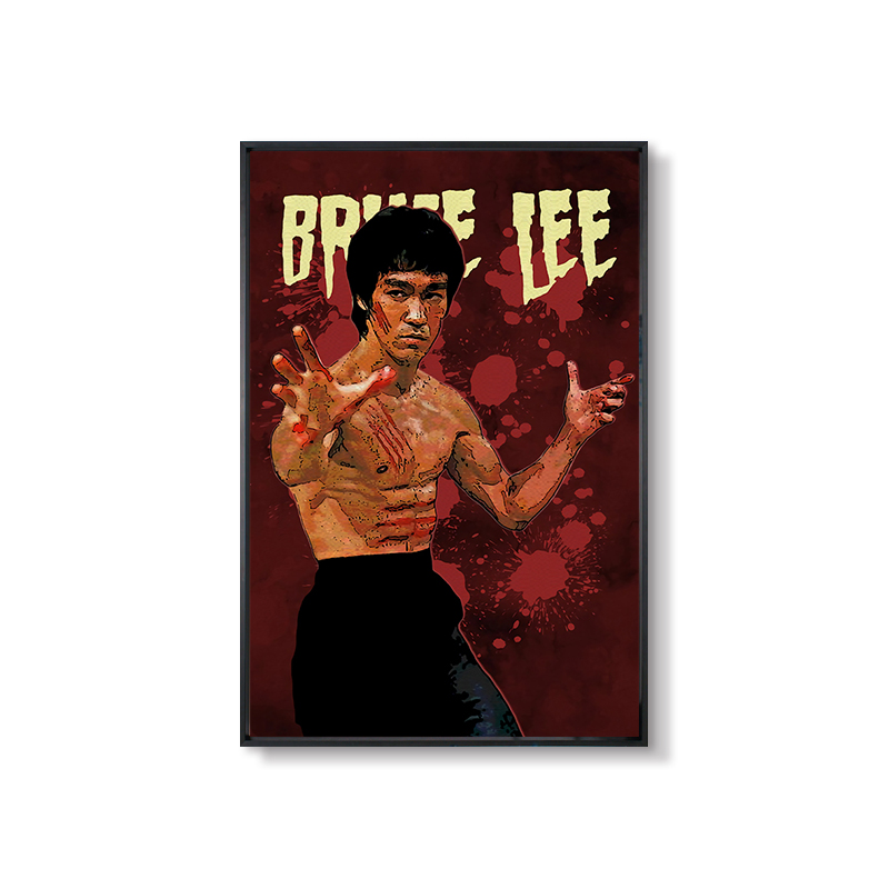 李小龙海报 李小龙海报挂画截拳道武术馆装饰画健身房散打拳击馆l k0