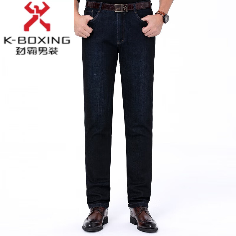 劲霸(jinba)男装品牌牛仔裤秋冬季纯棉男裤舒适弹力中年商务休闲高腰
