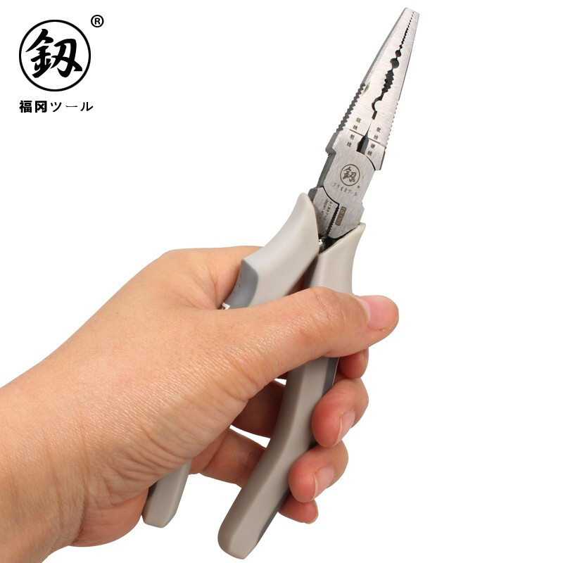 釰日本福冈工具多功能尖嘴钳电工尖口钳压线钳 7寸 fo-1405