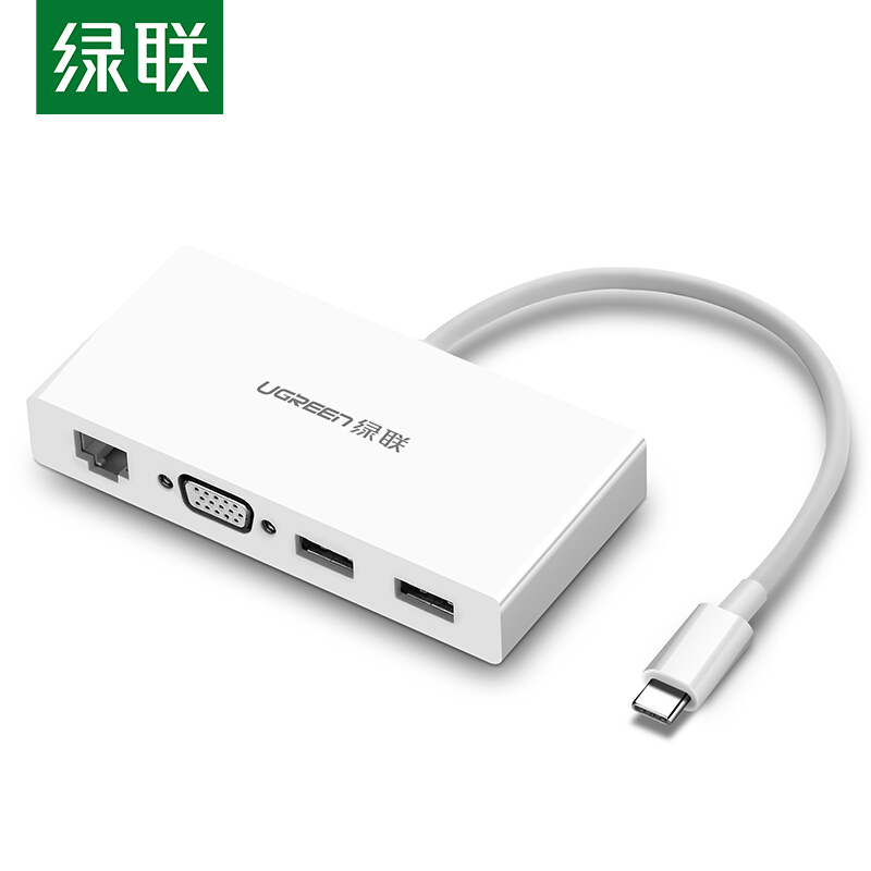 绿联 Type-C扩展坞 通用P30手机苹果MacBook USB-C3.1转VGA转换器 网口数据线转接头投屏拓展坞分线器 40378