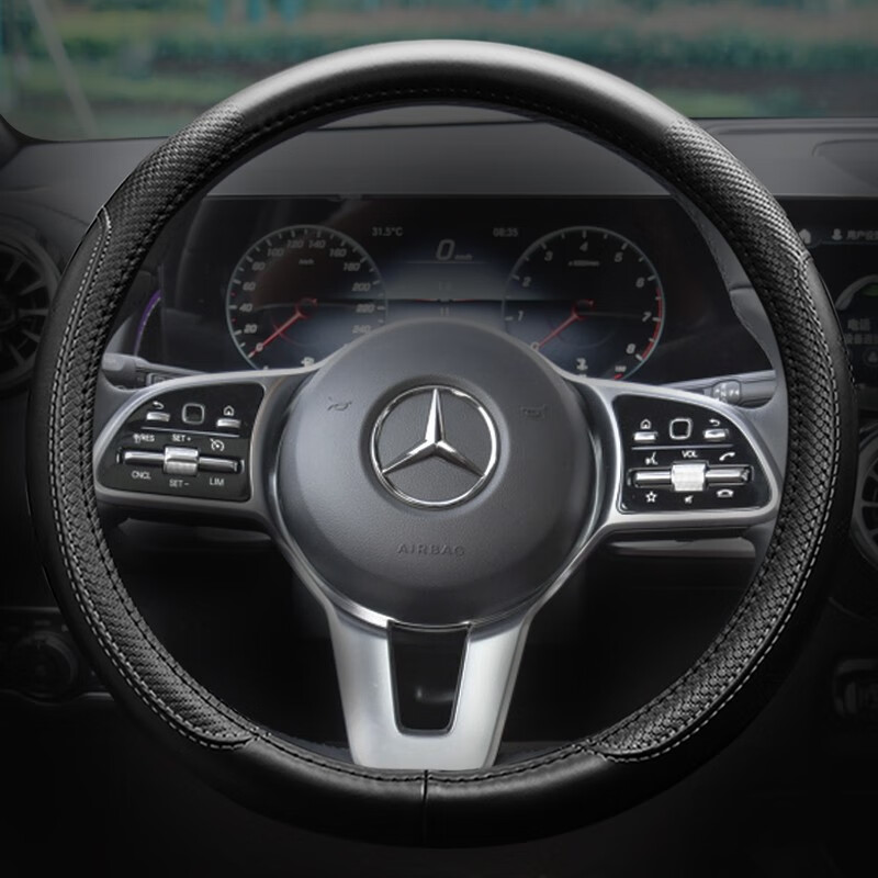 玛趣适用奔驰方向盘套真皮e级e300l glc c级c260l c200免手缝glb gla