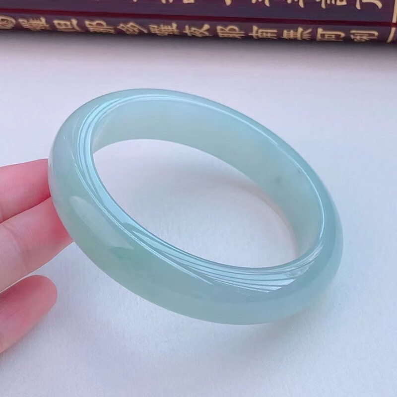 欧莎曼缅甸翡翠手镯冰糯种油青飘花玉手镯女正圆贵妃送妈妈生日礼物
