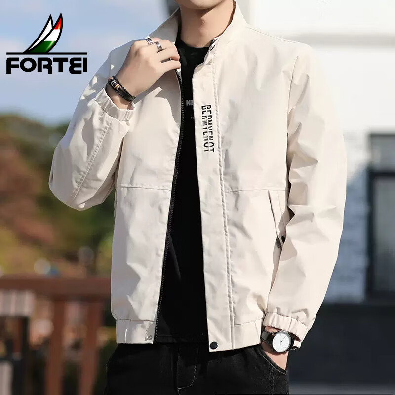 富铤(fortei)夹克男春秋休闲潮流外套棒球立领衣服男 yf1938 蓝色 xl