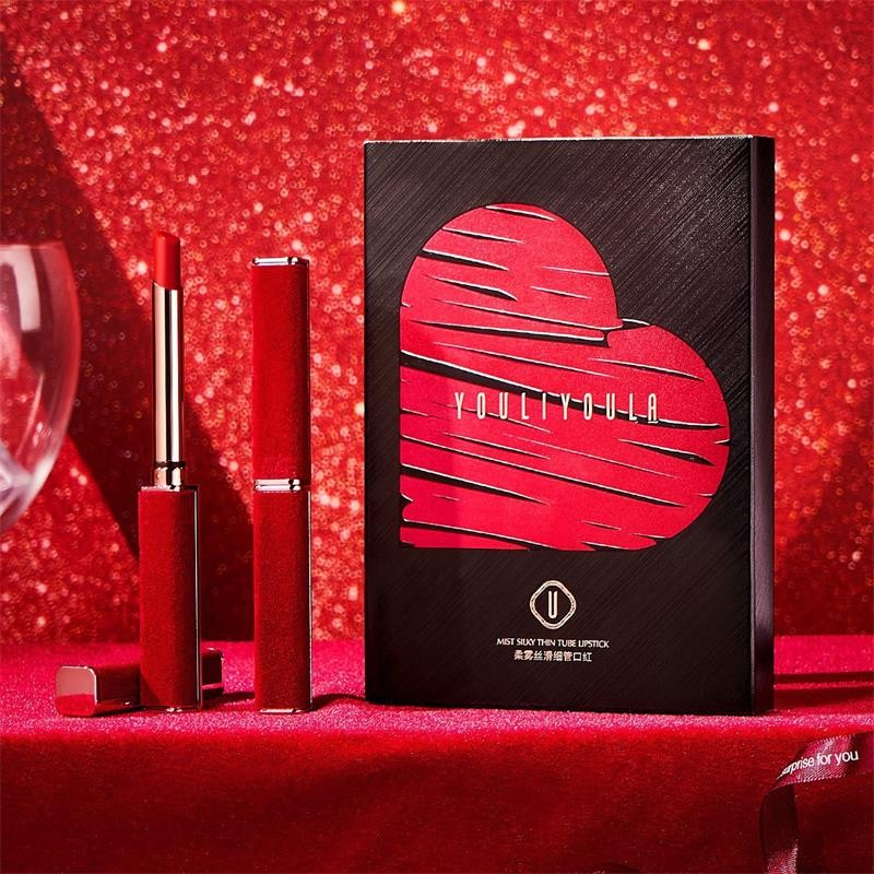fsyr尤莉尤拉红丝绒细管口红礼盒 水不沾杯不掉色化妆品生日礼物爱心