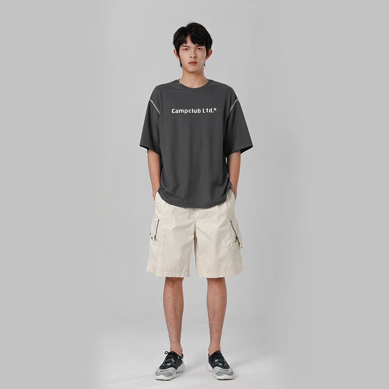 MARKLESS抗菌防蚊T恤男夏季宽松凉感短袖男士印花半袖上衣 TXB3641M 深灰色 2XL