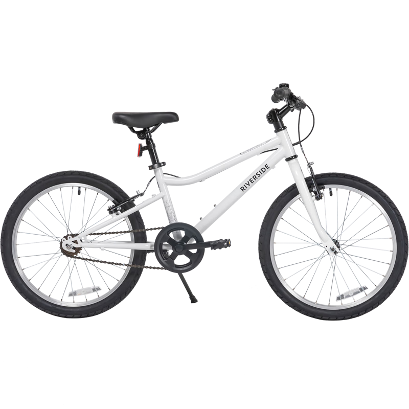 DECATHLON 迪卡侬 混合路面自行车RIVERSIDE变速钢制车架青少年儿童带脚撑车铃 2021白色20寸带脚撑(不可变速)