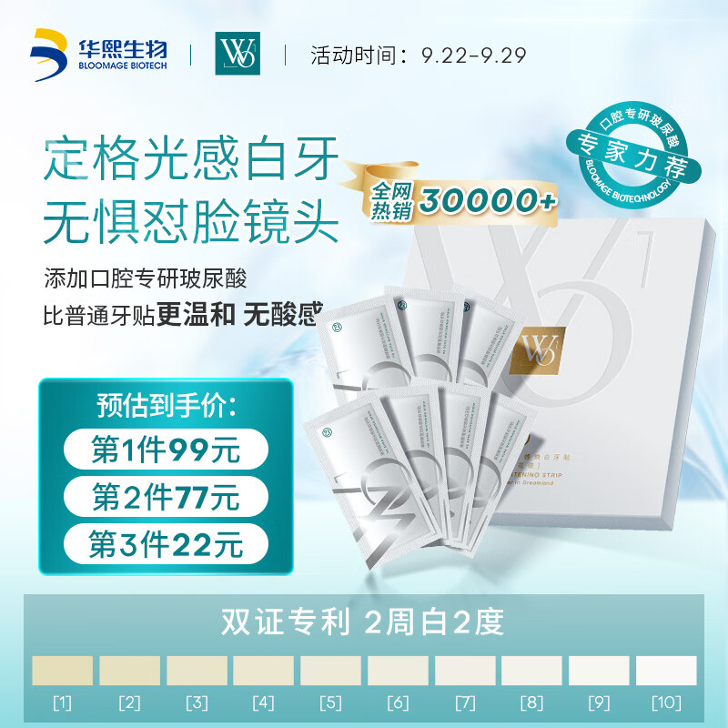 WO玻尿酸莹润光感焕白牙贴7对14片 美白牙齿去黄去渍 华熙生物高性价比高么？