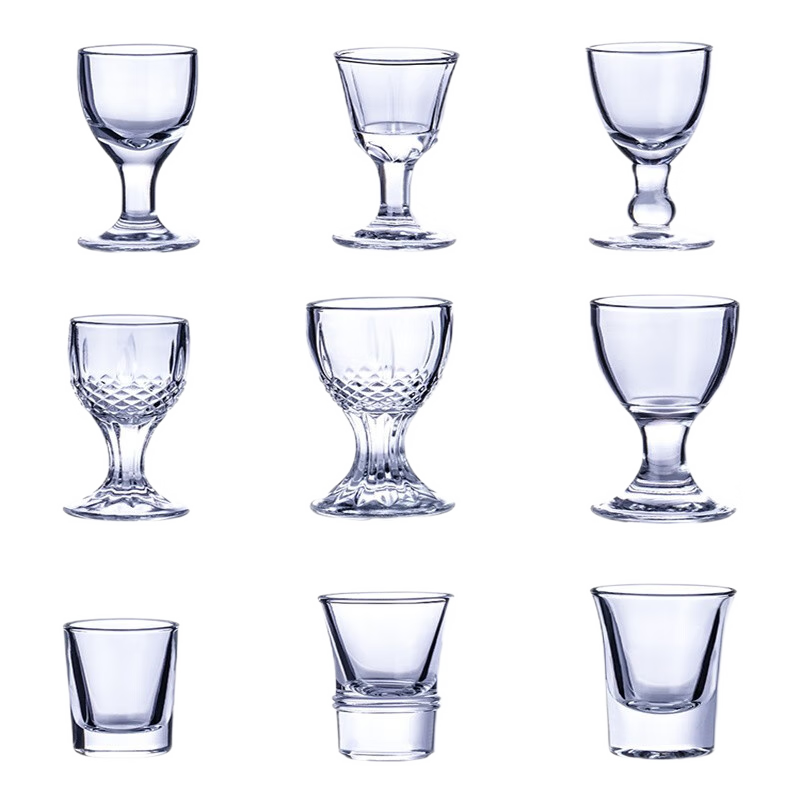 白酒杯套装分酒器小号小酒杯家用加厚玻璃一口杯中式饭店用酒盅杯 15ml钻石杯X6个