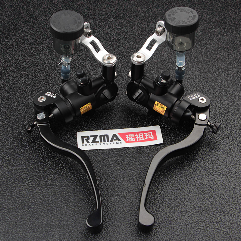 费卡其适配RZMA瑞祖玛制动泵直推上泵 T16锻造刹车泵摩托电动车电摩改装 黑色(1对)