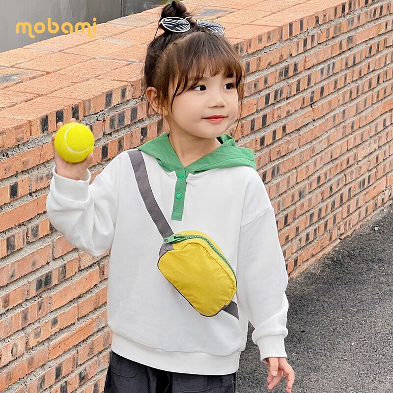 摩芭米mobami春秋婴儿衣服儿童连帽卫衣儿童宝宝毛圈带帽卫衣  绿色 130