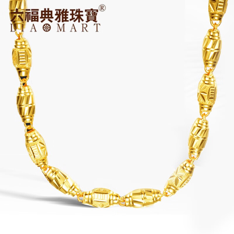 六福典雅珠宝 999黄金项链 男女款足金999时尚橄榄珠项链金首饰 黄金