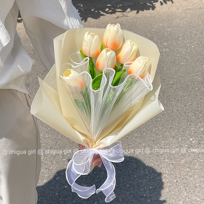 一瓣花瓣郁金香仿真花郁金香花束成品花束仿真郁金香永生花小清新ins