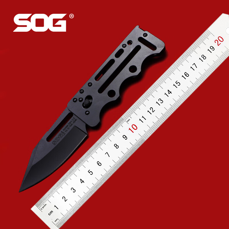 SOG美国哨格SOG 索格 AC77全金属黑色镂空柄折刀 卡片刀AC75超薄名片 AC77