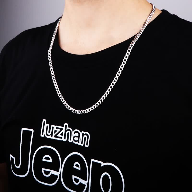 die)韩版简约龙骨嘻哈项链男士hiphop街头钛钢学生网红银色链子潮配饰