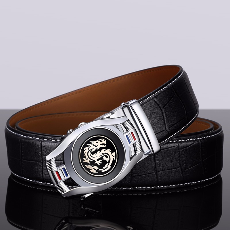 williampolopolo男士皮带男潮流韩版个性牛皮自动扣年轻人鳄鱼纹裤带