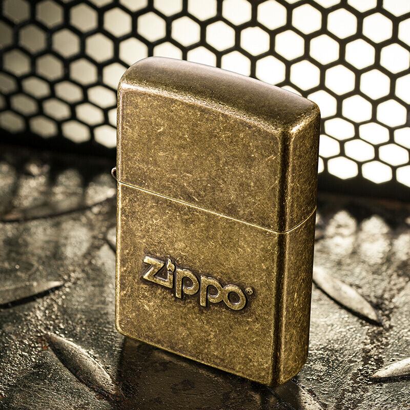 之宝(zippo)打火机 仿古黄铜 仿古电镀201fb 煤油防风火机 立体zippo