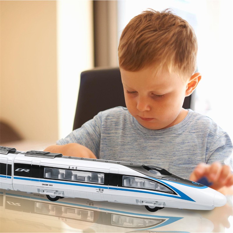 【合金火车】合金复兴号高铁火车玩具动车地铁磁力声光模型玩具儿童玩具男孩 2节车头+1车厢【3节装】