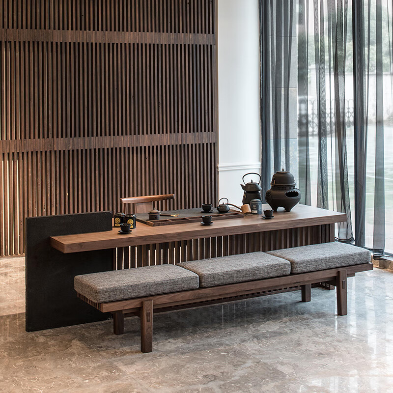 茶桌椅组合禅意茶台原木泡茶桌功夫茶空间茶室家具 18米茶桌(白蜡木)