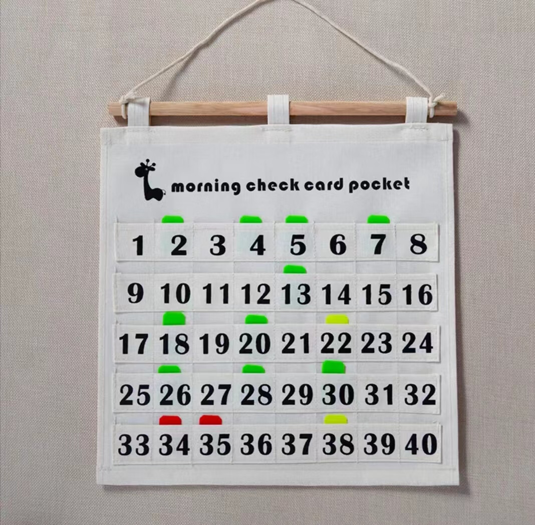 嘉迅鸽帆布 幼儿园晨检袋 晨检插袋 展示袋 晨检片收纳 笼 晨检袋35*