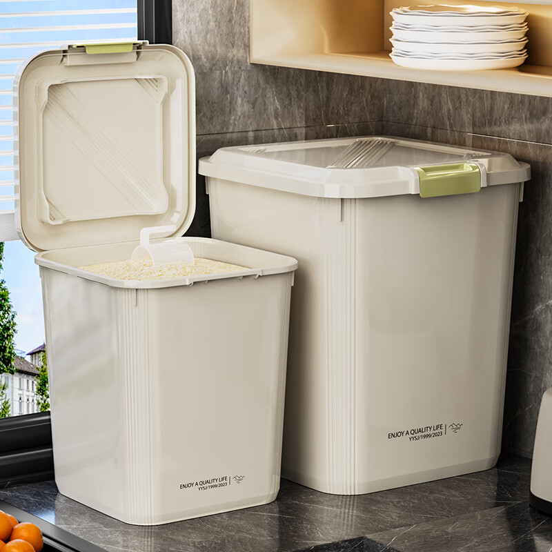 稻草熊米桶大容量大米密封储粮桶直翻盖家用防虫防潮加厚面粉面桶米缸桶 【10斤】配量杯/密封防潮