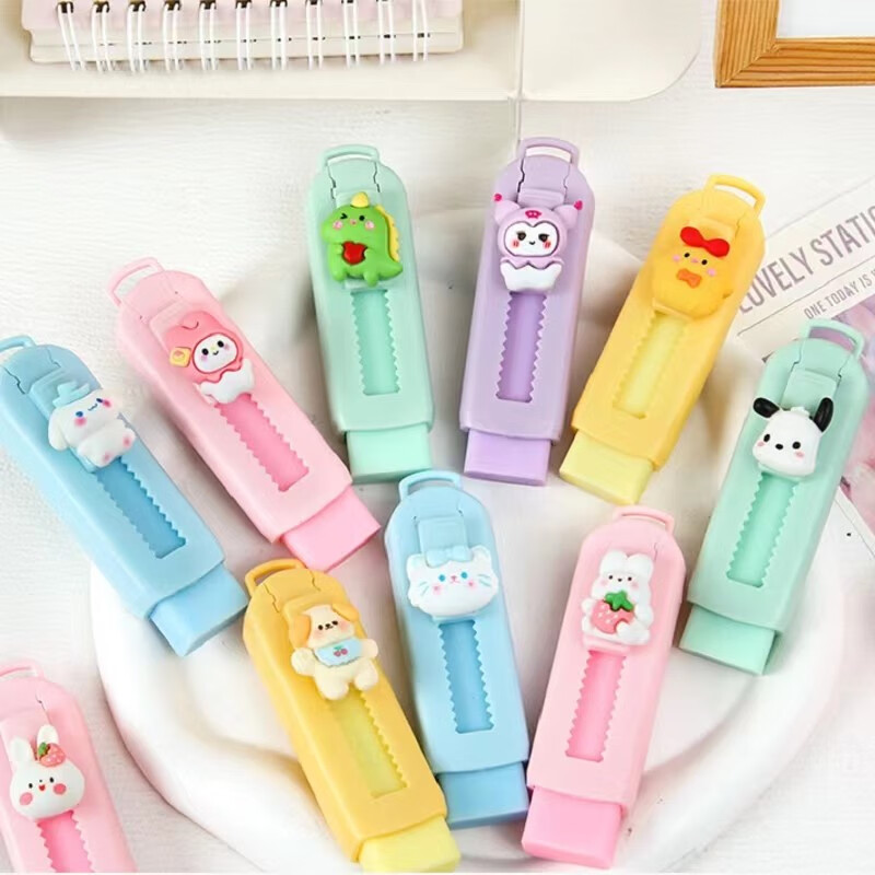 小学生卡通橡皮擦推拉式流沙文具盒2b永恒铅笔拼音生字本练习本子批发