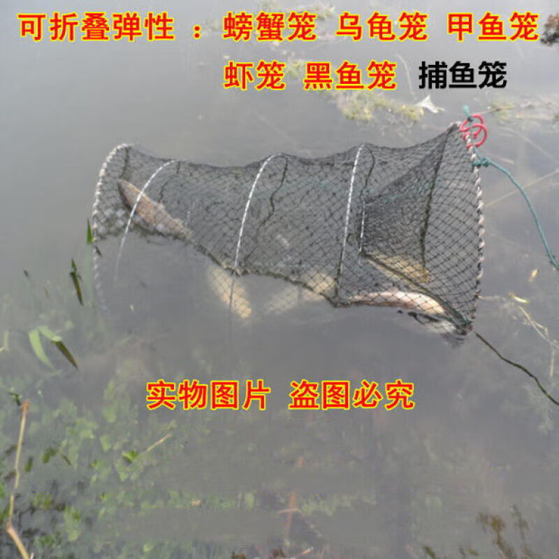 定制適用可折疊彈性自動螃蟹籠魚網(wǎng) 捕蝦網(wǎng)甲魚籠黑魚籠烏龜籠 22545厘米 無禮品