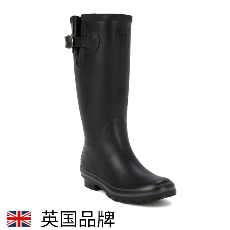 Evercreatures英国雨鞋女雨靴水鞋水靴 防滑防水鞋 天然橡胶 时尚高筒 雨鞋 黑色 女款 黑色10ABK 41(UK8)