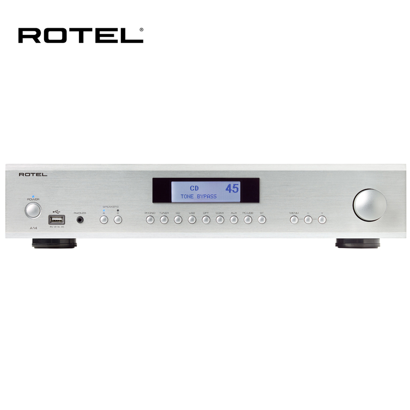ROTEL路遥 A14 音响 音箱 hifi高保真 家用功放机 立体声合并式功率放大器 PC-USB/蓝牙/支持DSD和DoP 银色