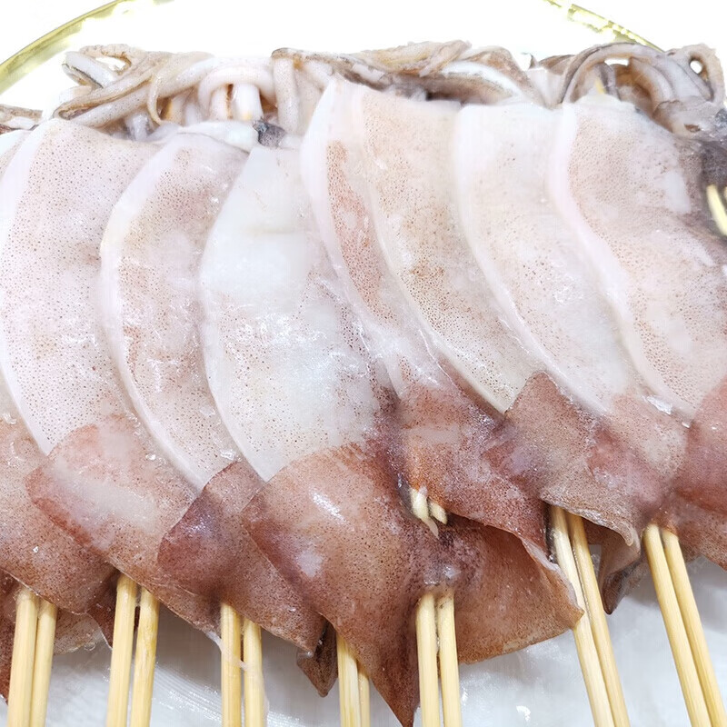 前岔铁板鱿鱼串串整条鱿鱼鲜活速冻烧烤鱿鱼串串原味海鲜 20串