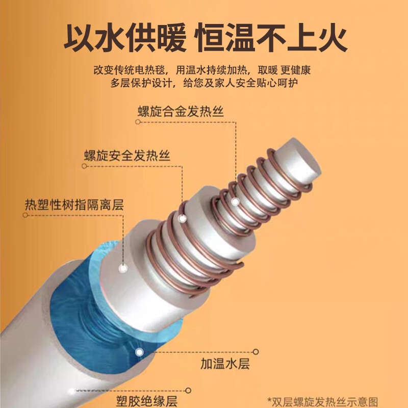 贵人梦 水暖电热毯双控加大调温家用安全水循环电褥子智能定时断电 高低档长1.8米*0.9米宽单控