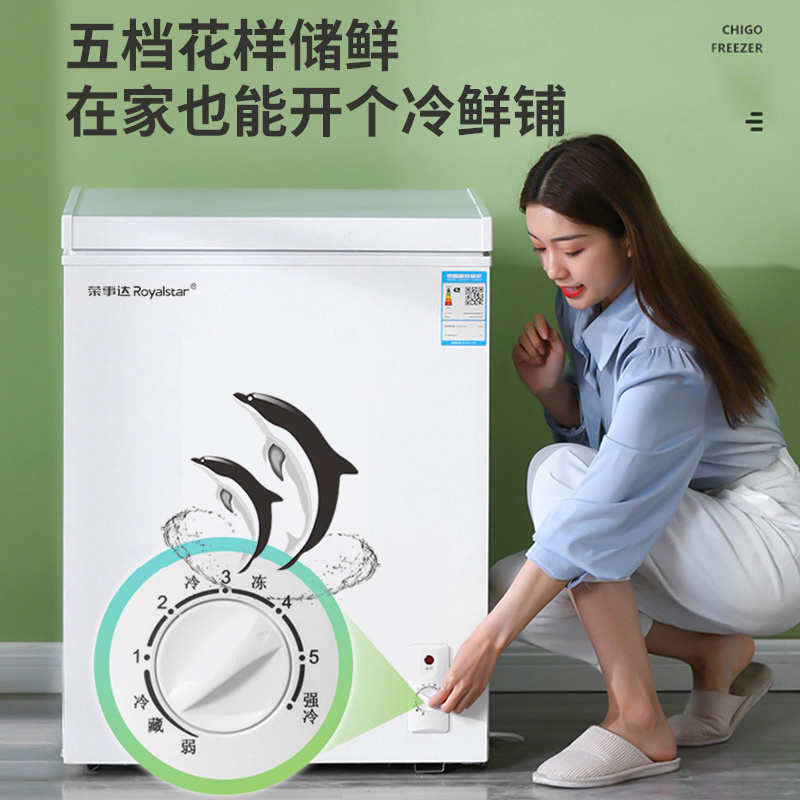 荣事达（Royalstar）108升家用冰柜冷冻保鲜冷藏小型迷你冷柜卧式冰箱储母乳宿舍租房用一级能效 BD/BC-108FD