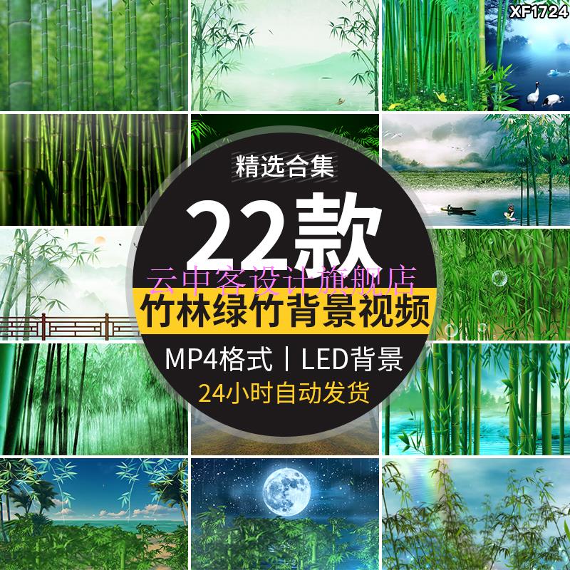 竹林竹子绿竹水墨山水古风苗族山歌傣族舞蹈舞台led背景视频素材 标准