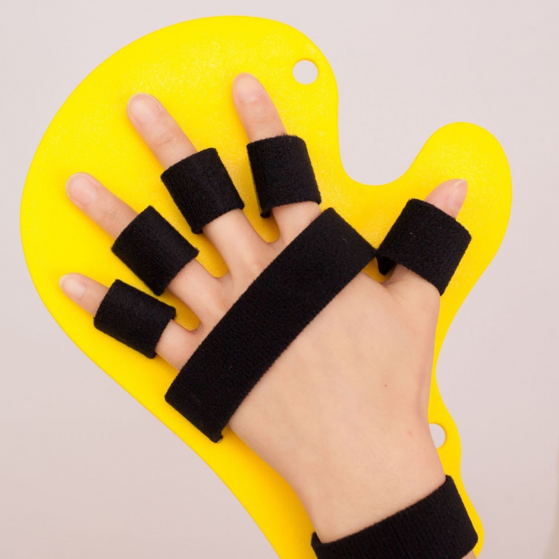 手指康复训练器五指手套手指的锻炼器材弯曲屈伸直固定分指板 黄色